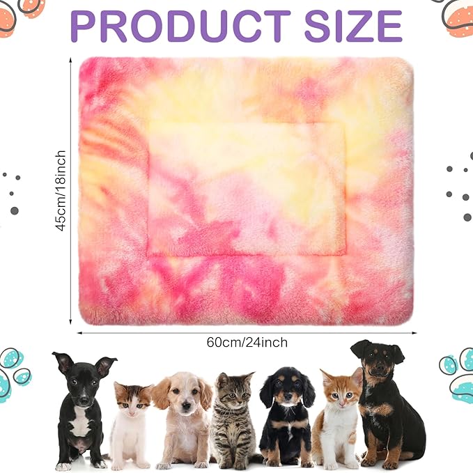 Haull 4 Pcs Waterproof Guinea Pig Bedding Winter Guinea Pig Bed Plush Cage Liners Soft Dog Cat Mat Reversible Winter Cozy Animal Pee Pad Hamster Bed Mat for Bunny (Tie Dyed,18 x 24 Inch)