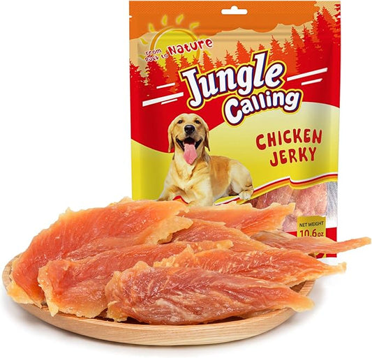 Jungle Calling Dog Treats Chicken Jerky Training Treats, Slow Roasted Snacks for Medium and Large Dogs Chewy Treats 10.6 Ounce (Chicken Jerky)