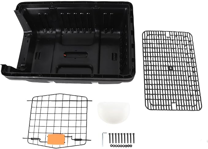 Plastic Dog Crate, Airline Approved Hard Shell Dog Kennel with Handle for Home and Travel, Large Space Portable Breathable Pet Travel Carrier for Outings and Activities (Black)