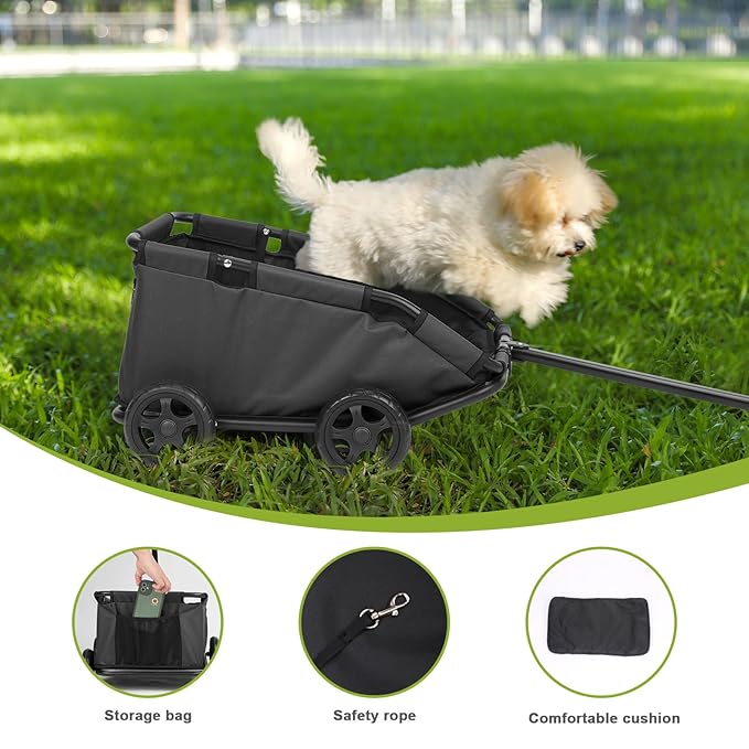 Dog Stroller 4 Wheels Folding Dog Cart Pet Stroller for Travelling Shopping Walking Playing for Small Dogs Cats (Black)