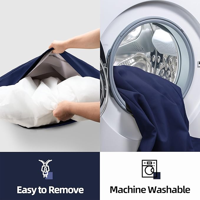 Sytopia 36 Inch Canvas Dog Bed for Large and Medium Dogs, Outdoor and Indoor Pet Bed, Waterproof Washable Removable Cover, Patio Pet Pad, Dark Blue