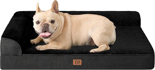 EHEYCIGA Memory Foam Dog Bed Medium Sized Dogs, Waterproof Dog Bed Orthopedic with Washable Removable Cover, Non-Slip Pet Bed Couch for Crate, 30x20x6 Inches, Black