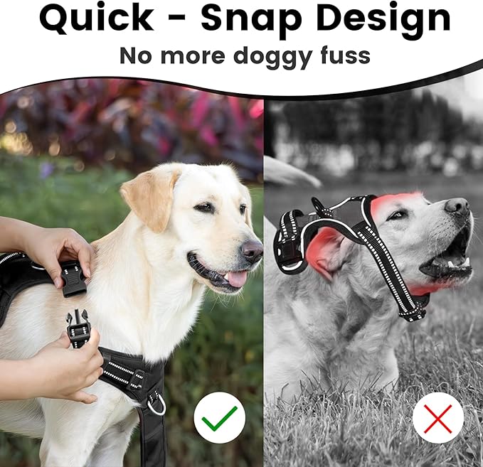 No Pull Dog Harness, Reflective Puppy Vest for Small Medium Large Sized Dog(Black,S)