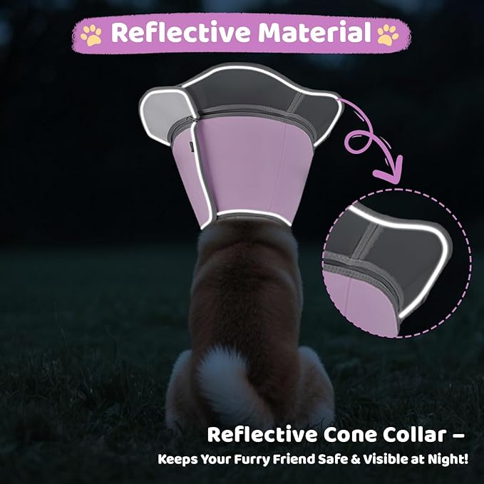Soft Dog Cone Collar After Surgery Recovery,Adjustable E-Collar with Removable Shield,Lightweight,Breathable Anti-Licking Protective Cone for Large,Medium,Small Pets (Rose Pink, L (Neck:15''-18''))