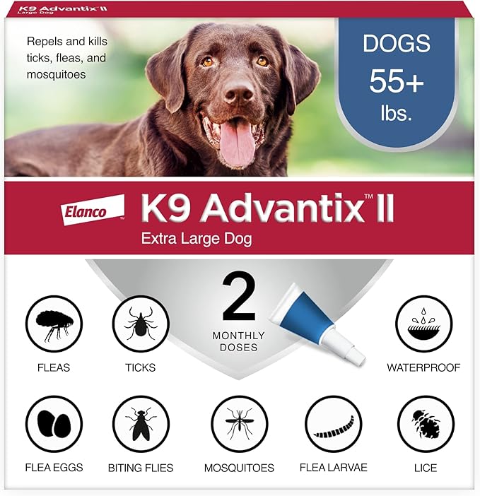 K9 Advantix II XL Dog Vet-Recommended Flea, Tick & Mosquito Treatment & Prevention | Dogs Over 55 lbs. | 2-Mo Supply