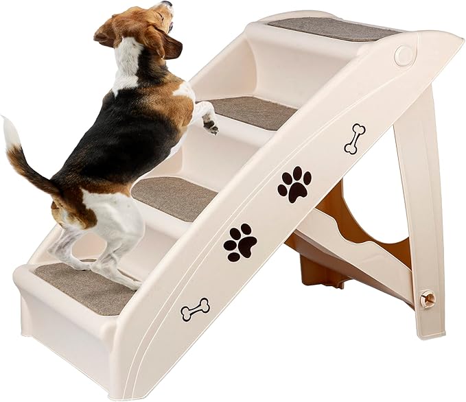 ZENY Folding Dog Stairs, Portable Indoor/Outdoor Pet Steps for Bed, Couch, Car, Pet Stairs for Small Pet Dog/Cat