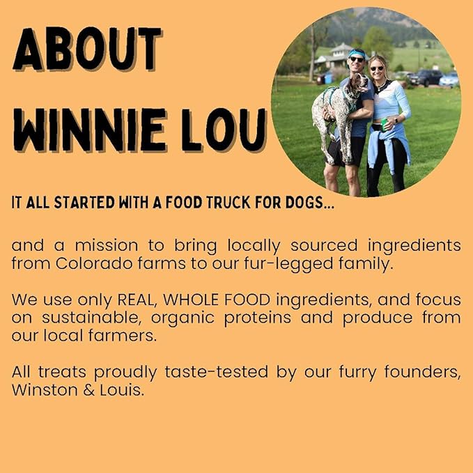 Winnie Lou Organic Healthy Dog Treats – All Natural Crunchy Dog Biscuits Made in USA with Organic Ingredients from Colorado Farms – for Small, Medium, Large Dogs - 7 Sample Packs, 2 Treats Per Pack