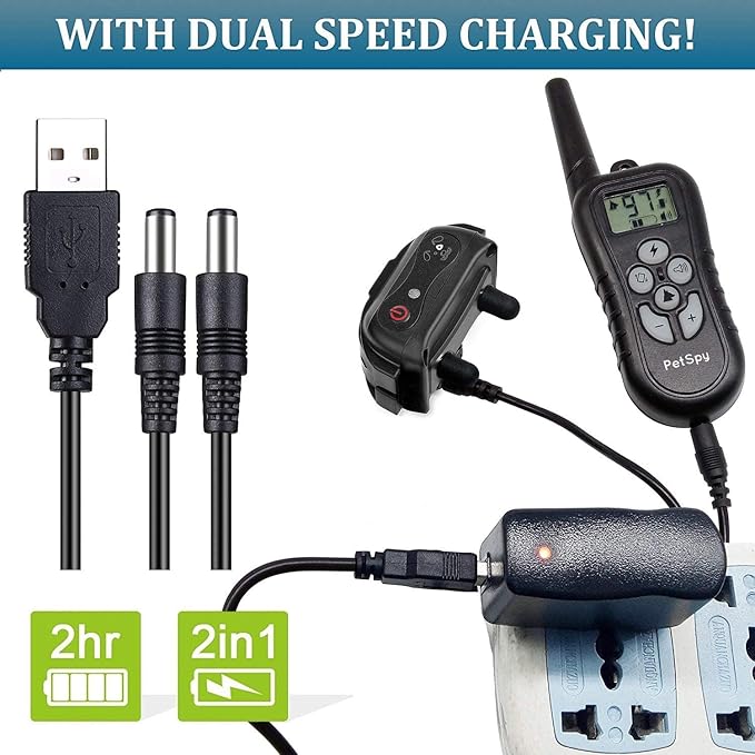 PetSpy M919 Dog Training Shock Collar, 1000 Yards, Medium to Large Dogs, with Vibration, Electric Shock and Beep, Waterproof, Remote Trainer (Two Dogs)