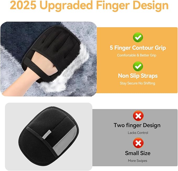 Zayin Pet Hair Removal Glove - 2 Pack Five Finger Electrostatic Pet Hair Remover Glove, Remover Glove Lint Rolls into Strips, Dog and Cat Hair Removal Tool for Furniture, Couch, Car & Clothes