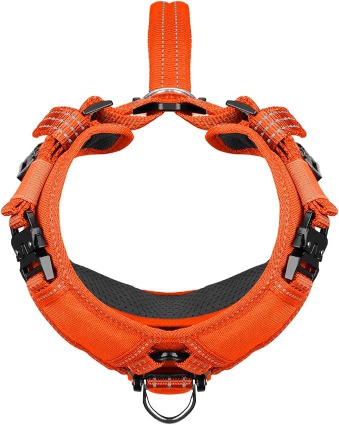 ICEFANG Dog Strap Harness with All-Metal Hardware,for Small Sized Dog,K9 Vest,Y-Shape Soft Padding,Adjustable Pet Harness,No-Pull Front Leash Clip (Small (Pack of 1), Orange)