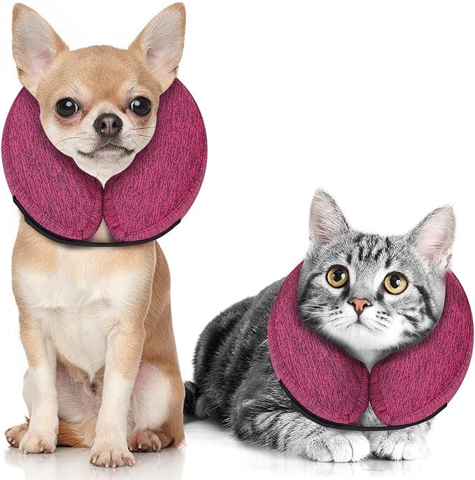 MIDOG Inflatable Dog Cone Alternative for After Surgery - Soft Protective Donut Collar Prevents Licking & Allows Eating, Comfortable Recovery E-Collar Alternative for Small Medium Large Dogs (Rose,XS)