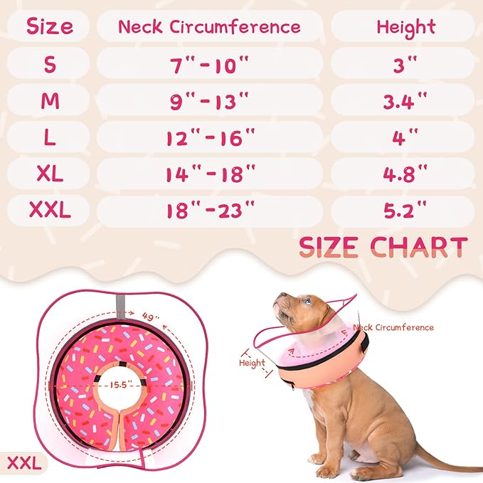Supet Raised Inflatable Dog Cone Collar to Stop Licking, Soft Dog Cone Alternative After Surgery, Doggie Neck Donut Collar for Small Medium Large Dogs
