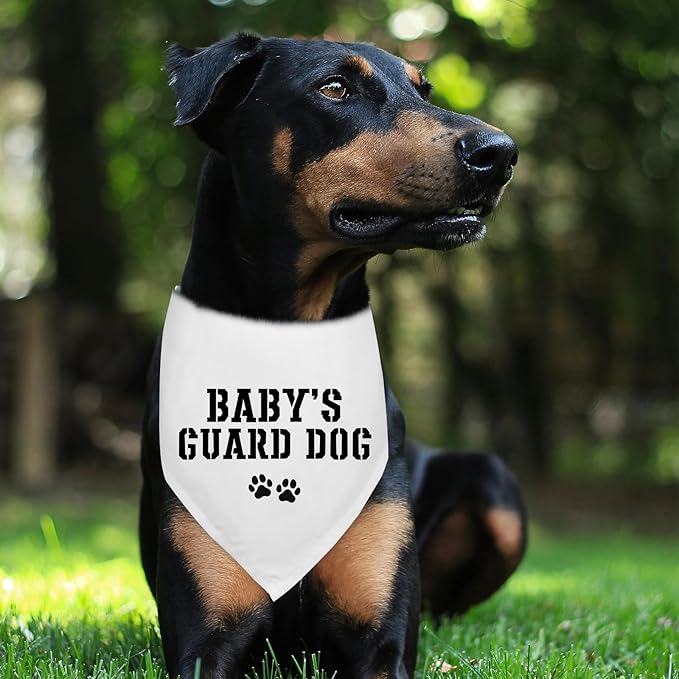 Baby's Guard Dogs Baby Security Dogs Bandana Pregnancy Announcement Dog Bandana Announcement New Baby Shower Photo Prop Pet Scarf Accessories for Dog Lovers Gift