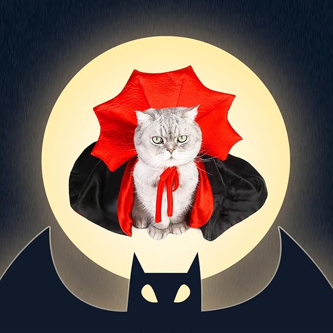 Pet Halloween Vampire Baron Cloak, Festival Cosplay Robe, Pet Halloween Costume Clothes Suit for Medium and Large Cats and Dogs