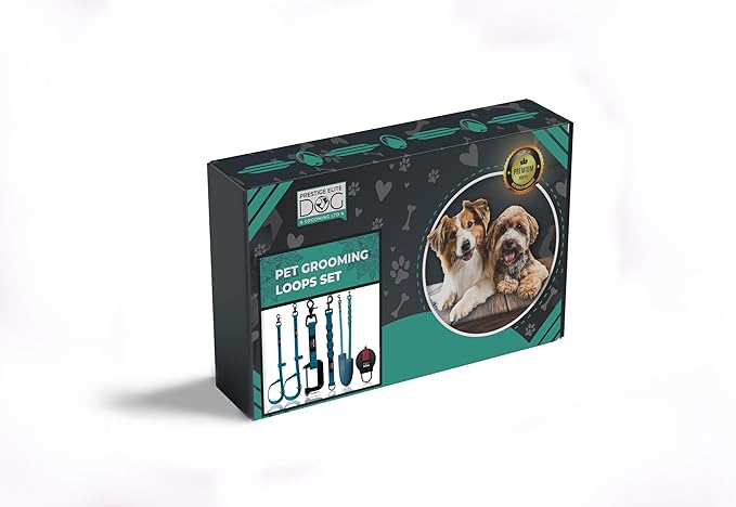 Prestige Elite - Set of 6 - Dog Groomers Helper Grooming Loops for Dogs Groomers - Adjustable Biothane Dog Grooming Loop, Belly Strap, Grooming Noose, Extension Strap & More - Dog Grooming Leash