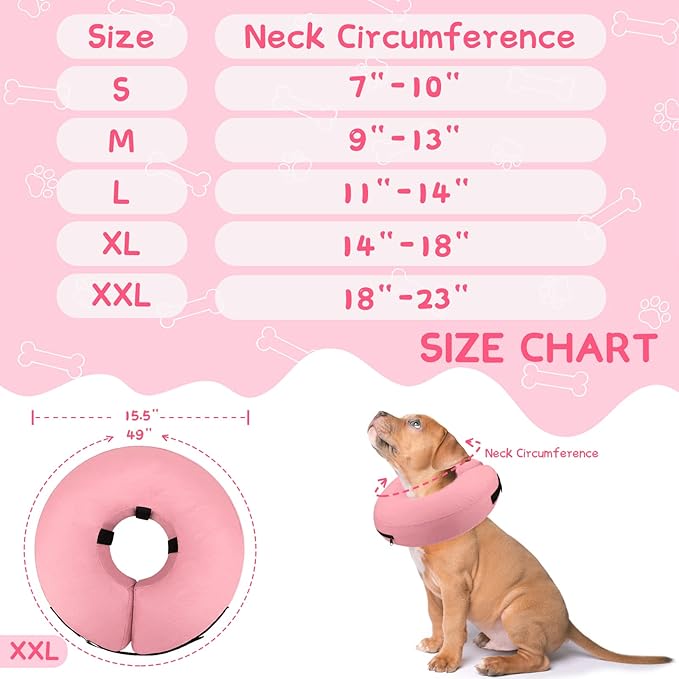 Supet Inflatable Dog Cone Collar Alternative After Surgery, Dog Neck Donut Collar Recovery E Collar for Neuter, Soft Pet Cone for Small Medium Large Dogs