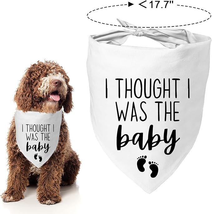 Dog Pregnancy Announcement Bandana for Dogs - Adjustable Pet Scarf for Pregnancy Reveal, White Pet Accessories for Dog Lovers