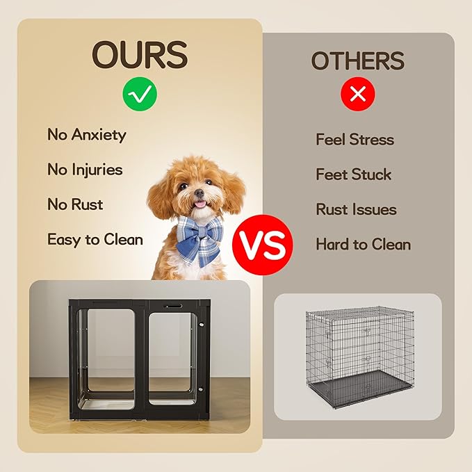 Jalove 30" H Clear Dog Playpen Acrylic Puppy Playpen Indoor, 8 PCS Easy Assemble Cat Rabbit Ferret Pet Play Pen, Plastic Dog Fence Crate Kennel Whelping Cage Enclosure for Small & Medium Dogs, Black