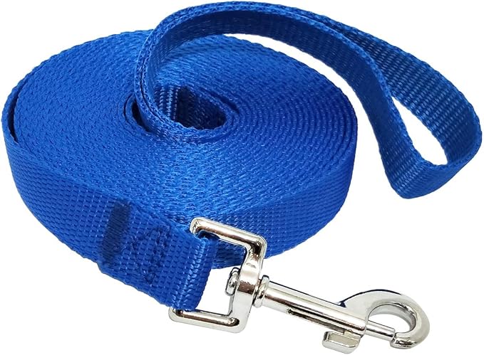 Nylon Training Dog Leash for Small Medium Large Dogs, 15ft 20ft 30ft 50ft Long Leash Dog/Puppy Lead for Obedience Recall Training, Camping (15ft, Blue)