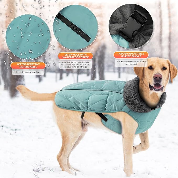 Doglay Dog Coat, Waterproof Dog Jacket Pet Winter Coat for Cold Weather with Thicken Furry Collar, Reflective Puppy Winter Jacket Warm Fleece Lining for Small Medium Large Pets