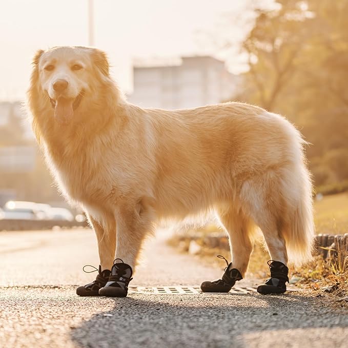 Dog Shoes for Large Medium Size Dogs, Waterproof Anti Slip Dog Boots&Paw Protectors for Summer Hot Pavement Winter Snow, Breathable Dog Booties for Outdoor Walking Hiking Hardwood Floor
