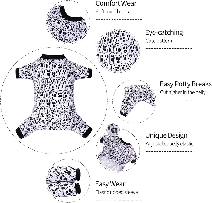 CuteBone Small Dogs Outfit Soft Puppy Onesies Pjs Halloween Dog Pajamas Pet Coat Cat Apparel Comfy Doggie Jumpsuit Bodysuit for All Seasons P300L