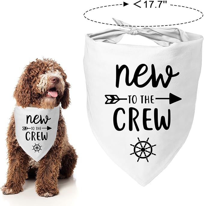 New to The Crew Dog Bandana New Puppy Announcement Gender Reveal Gift for New Owners Puppy Bandana Dog Owner Gifts Soft Triangle Bibs Scarf Accessories for Small Medium Dogs Pets (White)
