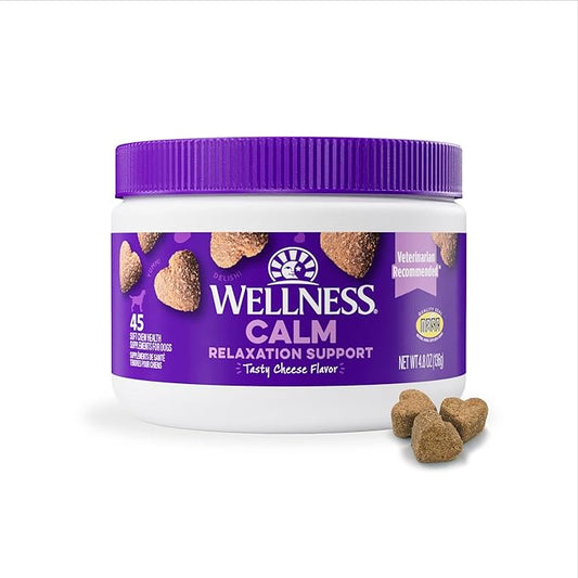 Wellness Tasty Cheese Flavored Soft Chews Calming Supplements for Dogs, 45 Count