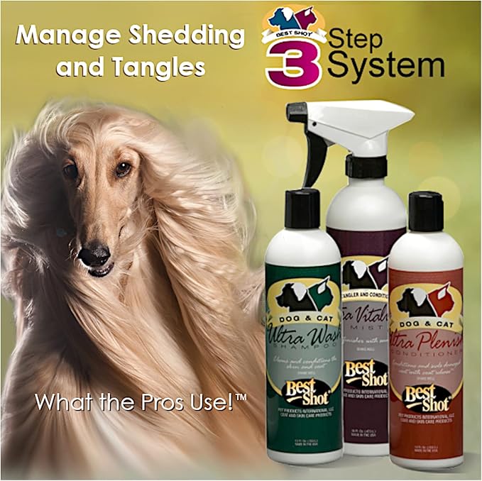 Best Shot Ultra Wash Shampoo with Pet Coat Release Technology, Coat and Skincare Product for Dogs, Horses, and Cats, Soap-Free, Quick-Rinsing, 16 Ounces Bottle