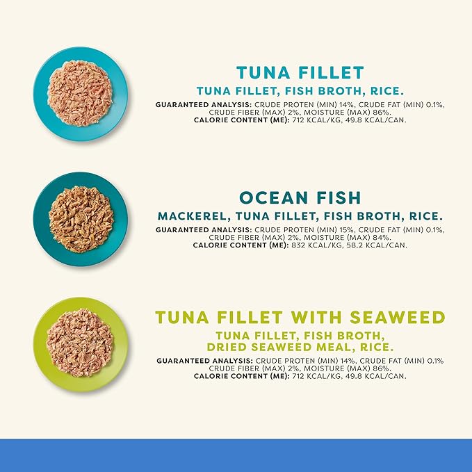 Applaws Natural Wet Canned Cat Food, Made with Limited and Natural Ingreidents, High Protein with No Artificial Additives or Fillers, Fish Selection in Broth (36 x 2.47oz Cans)