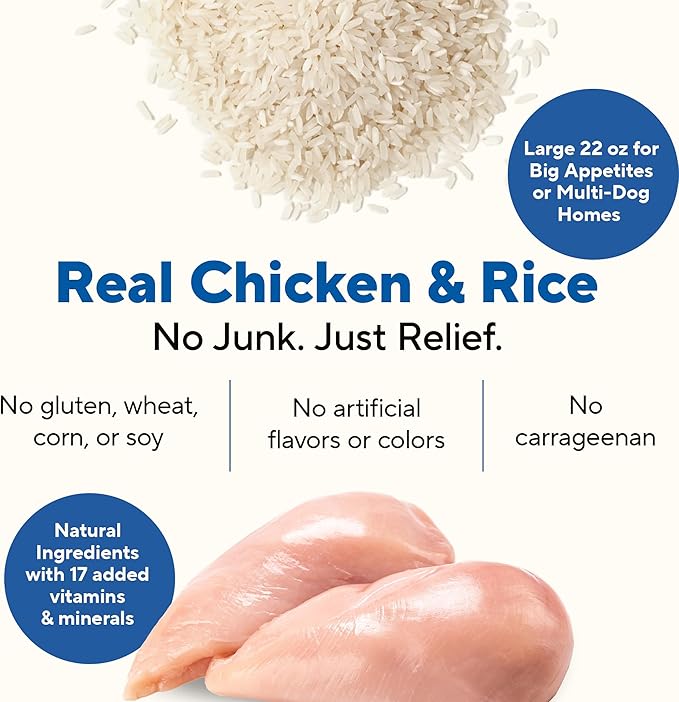 Dave's Dog Food Bland Diet Dog Food for Sick Dogs with Upset Stomach (Chicken & Rice), Economy Size for Large Pups or Big Eaters, Sensitive Stomach, 22 oz (Case of 12)