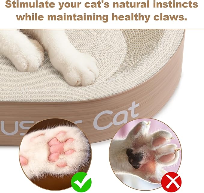 23.43"x16.9" Huge Cat Scratcher Bowl Heavy-Duty White Cardboard Cat Scratcher Bed - Durable Oval Scratching Pad & Lounge Bed with Bonus Mini Scratching Board(White)