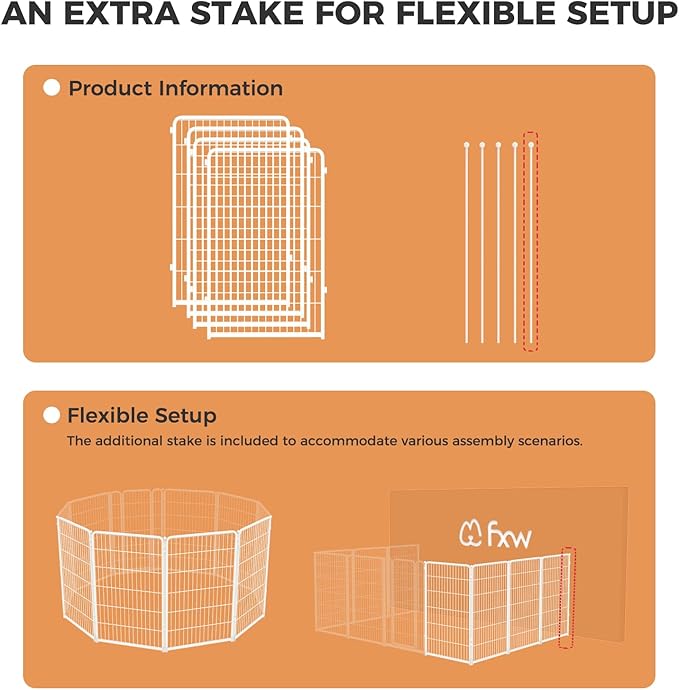 FXW Homeplus Unleashed Indoor Dog Playpen - Stress-Free and Safe Play, Heavy Duty 45 Inch 4 Panels Dog Pen for Large Dogs, White│Patented