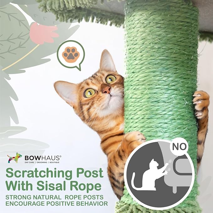 CAPHAUS Cactus Cat Tower for Indoor Cats, Cute 40-Inch Small Cactus Cat Tree w/Widened Perch for Large Cats & Kittens, Multi-Level Cat Activity Tree w/Scratching Post, Tunnel, Basket, Cat Cave Condo