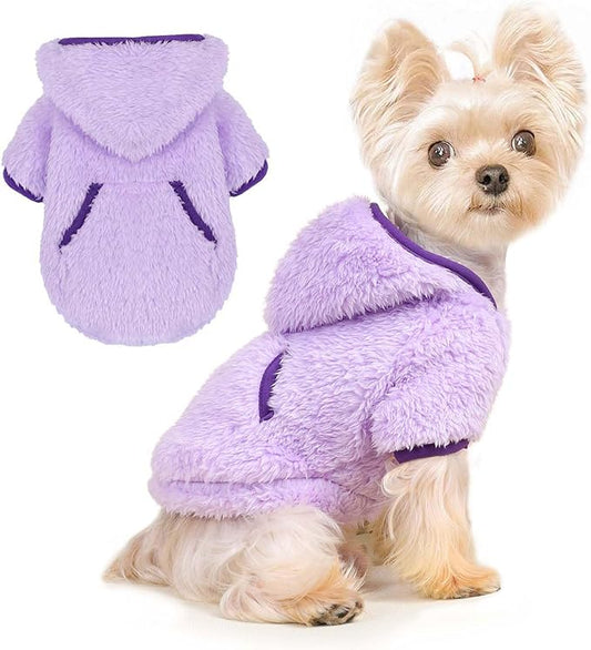Dog Sweater Dog Winter Clothes for Small Dogs Boy Girl Pet Hoodies Puppy Cold Weather Coats Fall Doggie Sweatshirt for Chihuahua Yorkie Cat Sweater Costumes (Purple, Medium)
