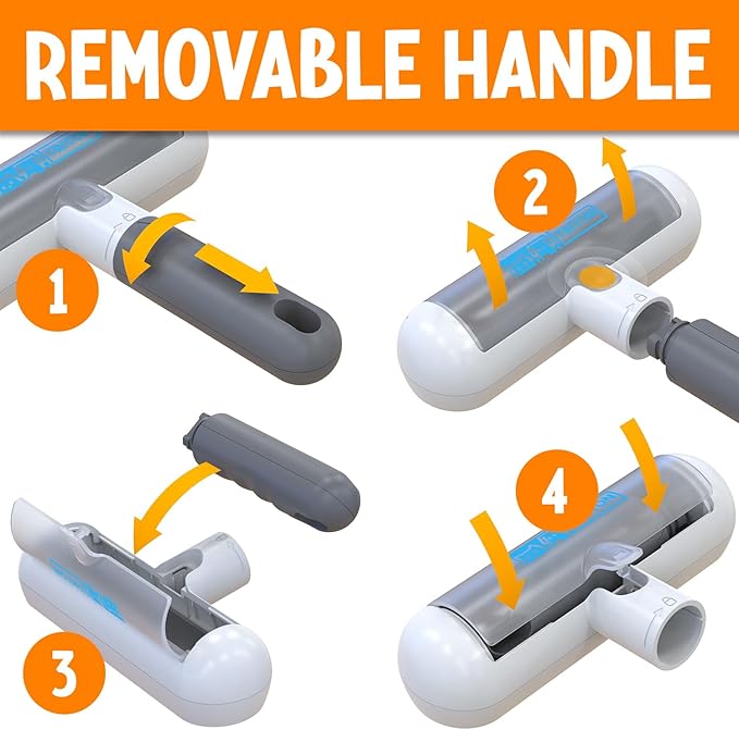 Triton Travel Pet Hair Removal Tool - Compact w/Removable Handle - Portable Reusable Lint Roller Cat and Dog Hair Remover Roller for Couch, Car, Clothes, Fur Cleaner for Quick Cleaning (Gray/White)