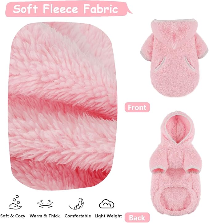 Dog Sweater Dog Winter Clothes for Small Dogs Boy Girl Pet Hoodies Puppy Cold Weather Coats Fall Doggie Sweatshirt for Chihuahua Yorkie Cat Sweater Costumes (Pink, X-Small)