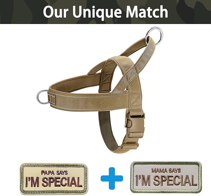 No Pull Dog Harness Brown for Small Medium Large Sized Dog, Reflective Escape Proof Adjustable Dog Harnesses with 2 Patch, M