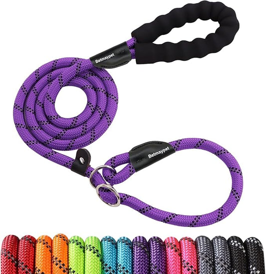 Slip Leads Dog Leash - 4/5/6/8/10 FT Heavy Duty Training Leashes - Reflective & Comfortable Handle for Small Medium Large Dogs (1/2''- 6FT, Purple)