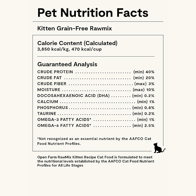 Open Farm, RawMix Dry Cat Food, Protein-Packed Kibble Coated in Bone Broth with Freeze Dried Raw Chunks, Formulated for Kittens, Chicken with Turkey & Wild-Caugh Salmon Recipe for Kittens, 8lb Bag