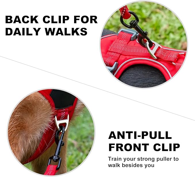 Plutus Pet No Pull Dog Harness, Release at Neck, Soft Padded, Reflective Adjustable Dog Vest Harness for Small, Medium, Large Dogs(Red, S)