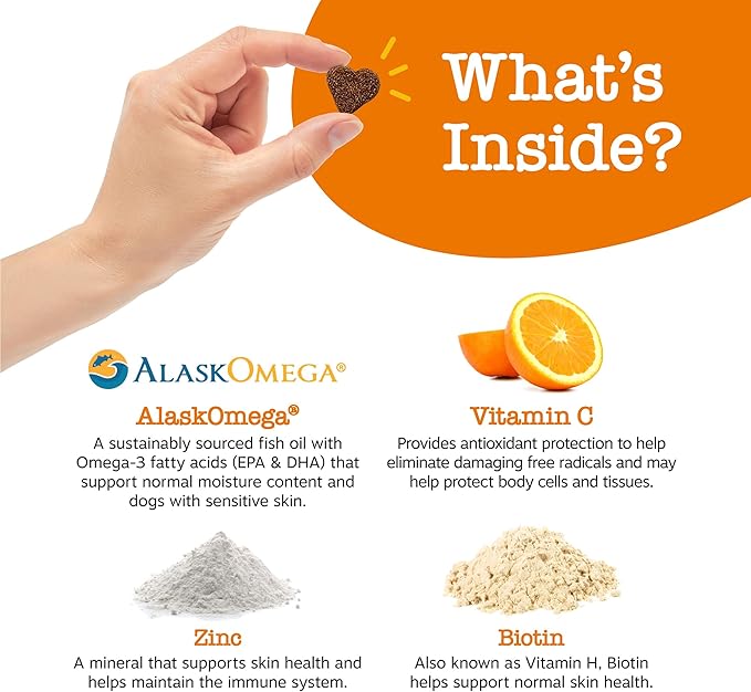 Zesty Paws Itch Relief for Dogs - for Itching Skin & Coat Health - Omega-3 Fish Oil with EPA & DHA - Dog Bites Supplement with Vitamin C & E for Antioxidant Support - Chicken Flavor - 50 Count