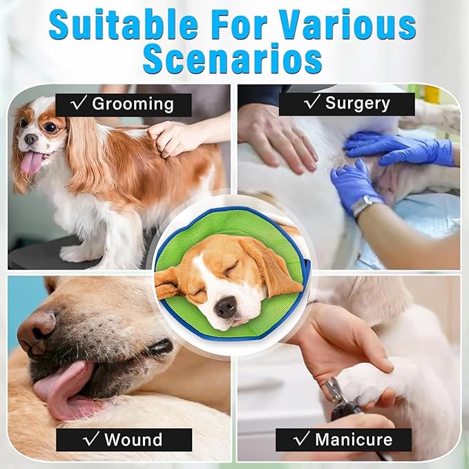 Soft Dog Cone Recovery Collars & Cones After Surgery for Small,Medium Large Dogs,Adjustable Breathable Dog Cone Collar,Protect Pets from Licking Wounds,Soft and Comfortable, Reduce Anxiety(L)