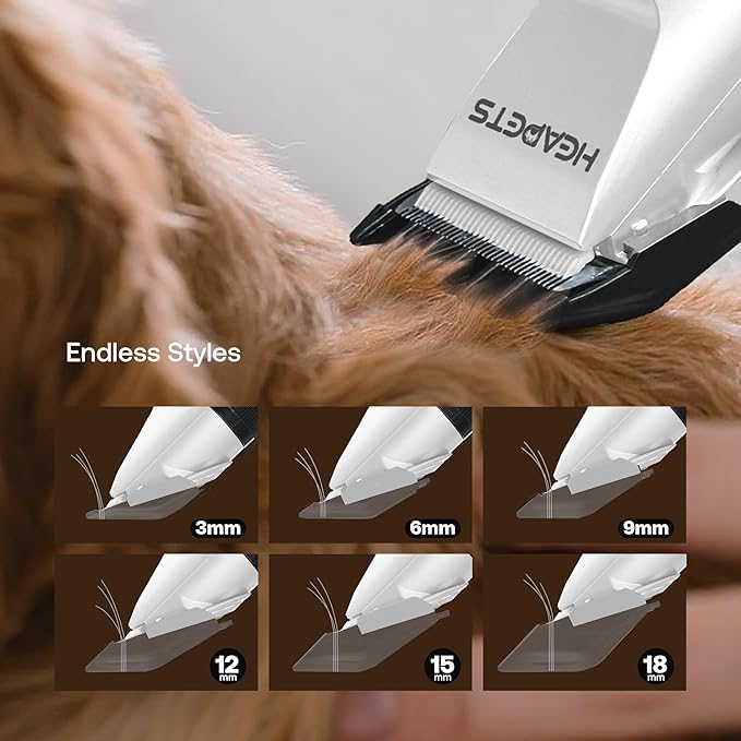 Dog Hair Clippers for Grooming Kit and Dog Paw Trimmer Nail Grinder for Grooming, Low Noise Rechargeable Cordless, Shaver Grooming Supplies for Pet Cats Dogs (White, White)