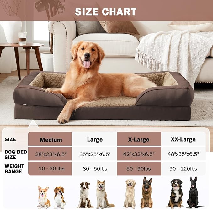 INVENHO Orthopedic Medium Dog Dogs, Egg-Crate Foam Dog Couch with Washable Removable Cover, Waterproof Lining and Nonskid Bottom
