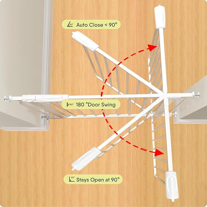 Walk Through Baby & Dog Gate 29-34 Inch, Pressure Mounted No Drilling, Indoor Safety Gate for Stairs & Doorways, Metal Design for Kids and Pets, White
