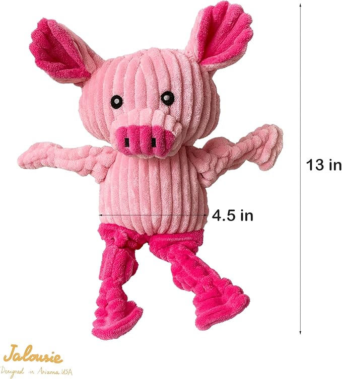 Jalousie Plush Toys Assortment Value Bundle Puppy Pet Mutt Squeak Toy for Medium Large Dogs (5 Pack Knotted)