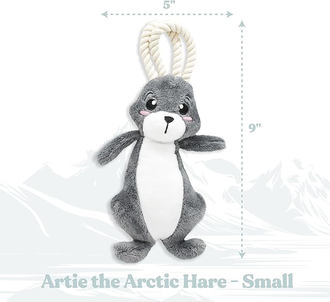 Dog Toys | Plush Toy Arctic Hare Stuffed Animal for Dogs | Small Eco Friendly Toy - Easy to Clean and Made from Non Toxic Materials