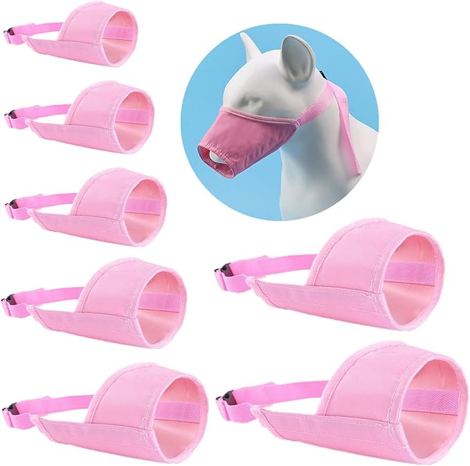 Dog Muzzles Suit - 7PCS Dog Muzzles Adjustable Quick Fit pet Muzzle Prevent from Biting Barking and Chewing for Small Medium Large Dogs,Pink