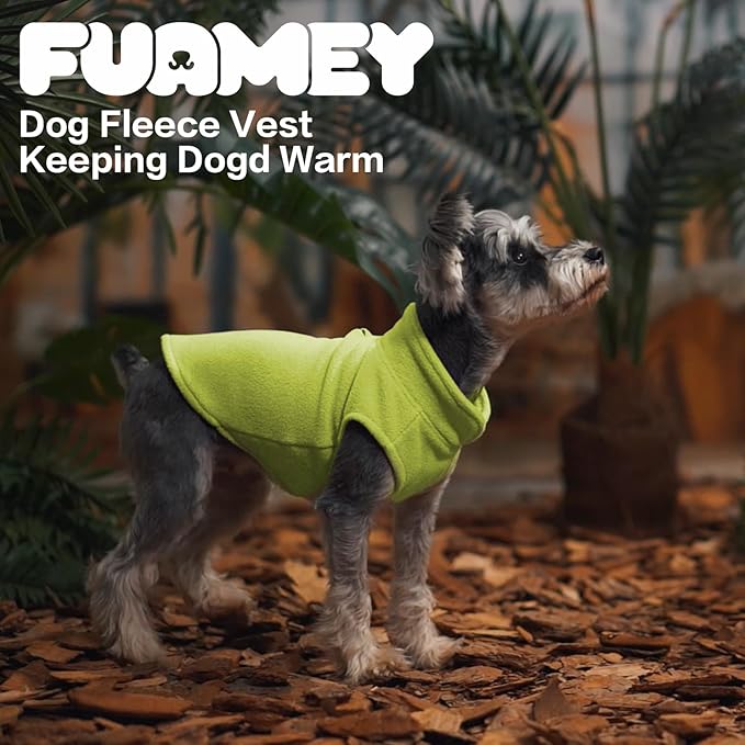 FUAMEY Dog Fleece Vest for Small Dogs,Warm Stretchy Dog Sweatshirts Pullover with Leash Hole Dogs Sweater Soft Pet Turtleneck Cozy Pet Vest Lightweight Sleeveless Green S